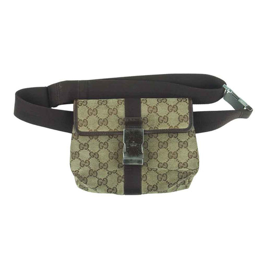 GUCCI グッチ 131236 GGキャンバス ショルダー ウエスト ポーチ ボディ バッグ ベージュ系 ブラウン系【中古】