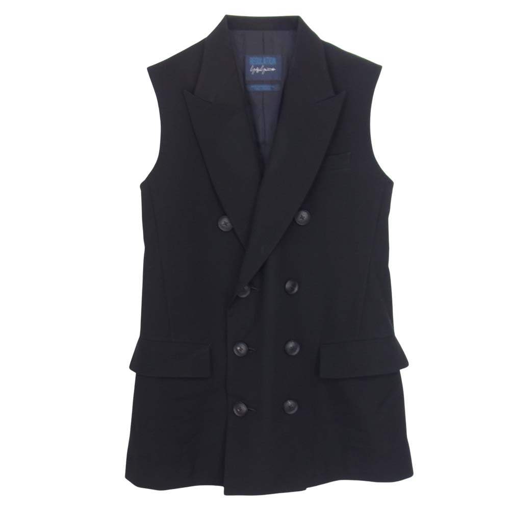 Yohji Yamamoto ヨウジヤマモト REGULATION 21AW FM-J51-101 PIMA C/W R-8BWJKT VEST レギュレーション ウールギャバジン ベスト ノースリーブ ジャケット ブラック系 1【美品】【中古】