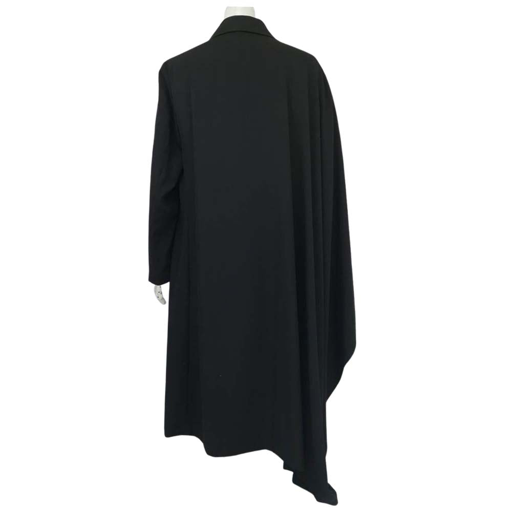 Yohji Yamamoto ヨウジヤマモト POUR HOMME 21AW HX-C15-100 W/GABARDINE RIGHT CLAOK COAT プールオム 右マント ウール ギャバジン トレンチ コート ブラック系 1【美品】【中古】