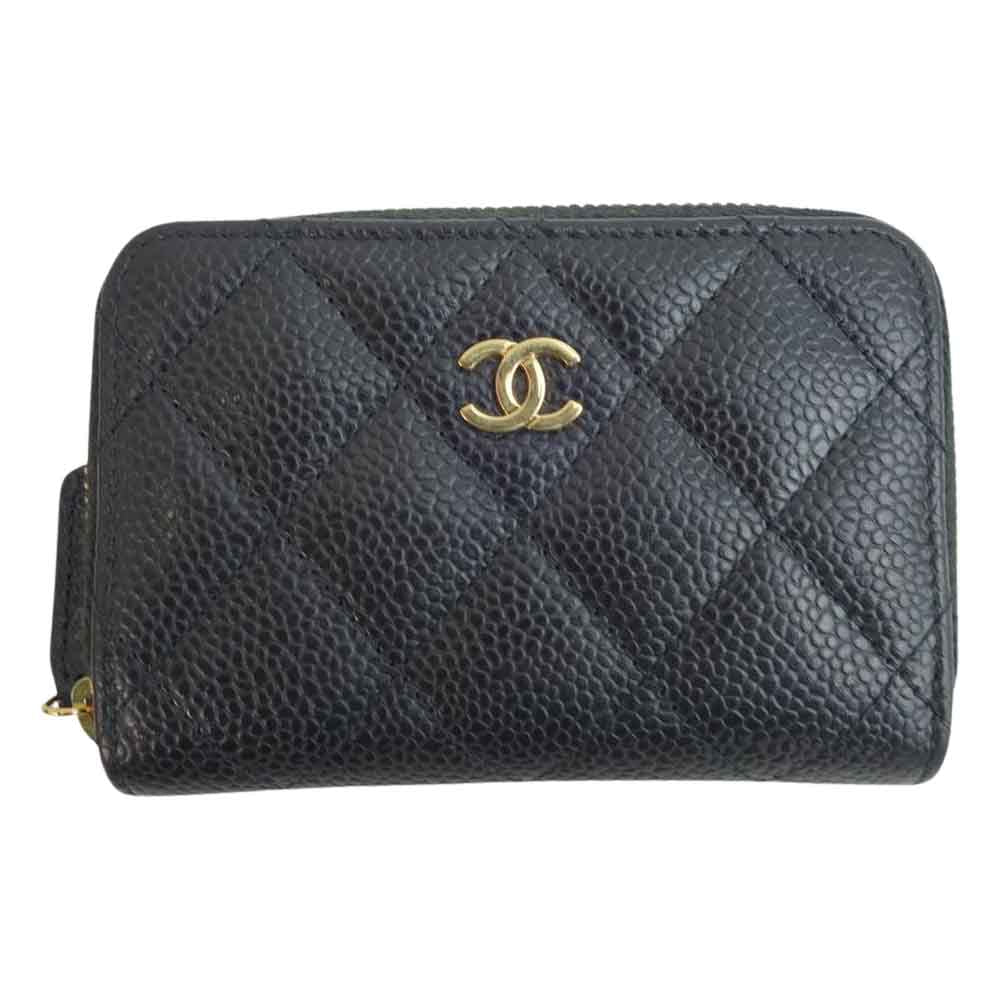 CHANEL シャネル マトラッセ キャビアスキン コインケース ブラック系【中古】