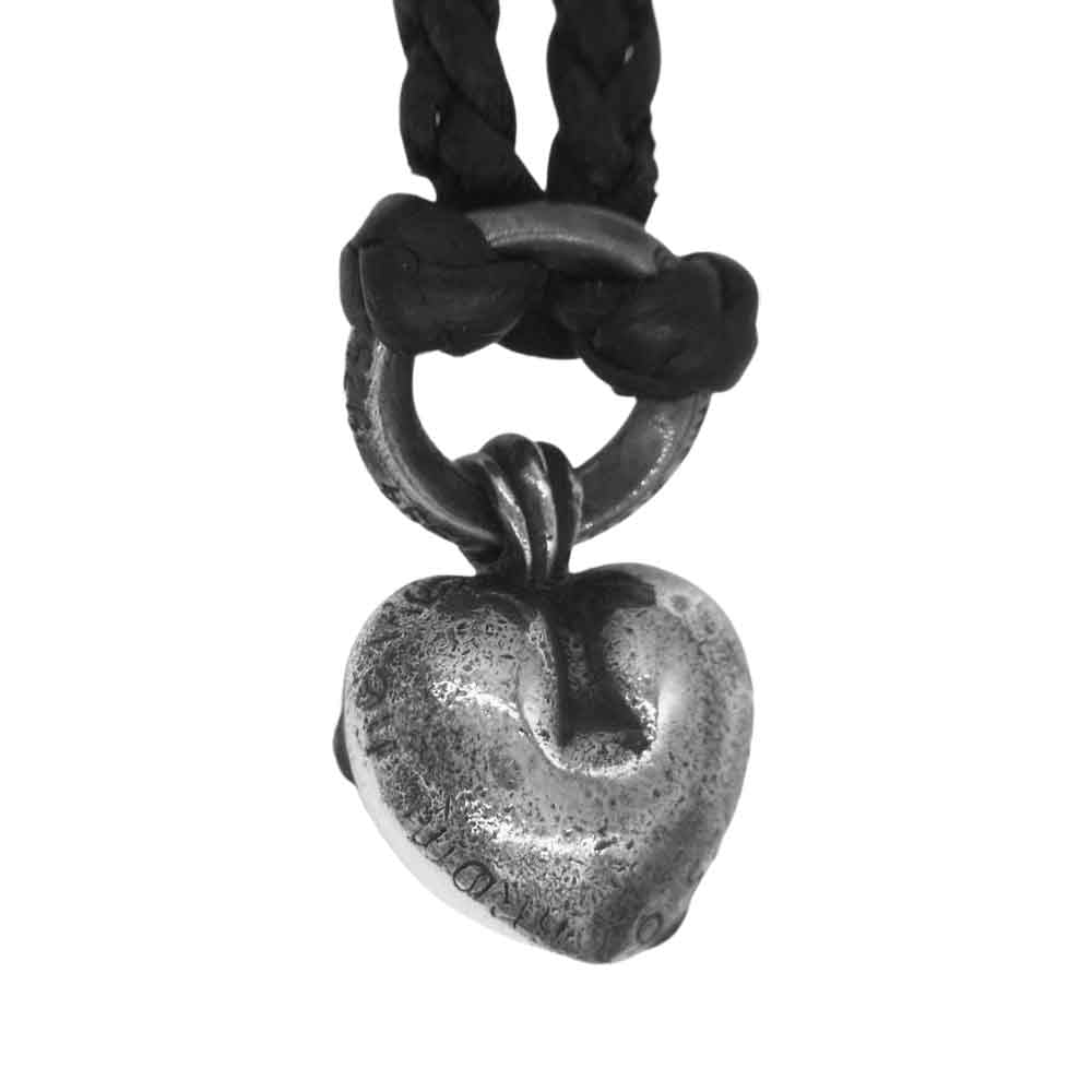 CHROME HEARTS クロムハーツ（原本無） HEART CHARM LEATHER BRAID ハートチャーム レザーブレード ネックレス 国内取扱店ギャランティ付き シルバー系【中古】