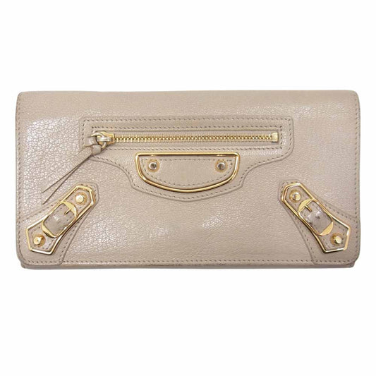BALENCIAGA バレンシアガ コンチネンタル ジップ クラシック ウォレット オフホワイト系【中古】