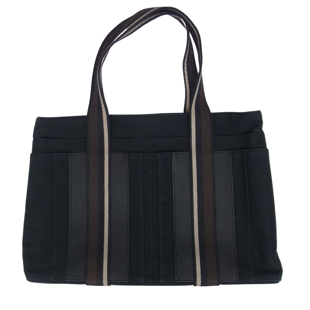 HERMES エルメス トロカホリゾンタルＭＭ キャンバス トート ブラック系【中古】