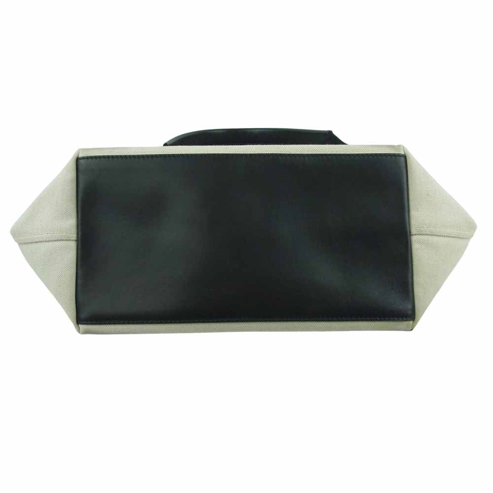 BALENCIAGA バレンシアガ 339933 ネイビーカバス ロゴ トート バッグ オフホワイト系 ブラック系【中古】