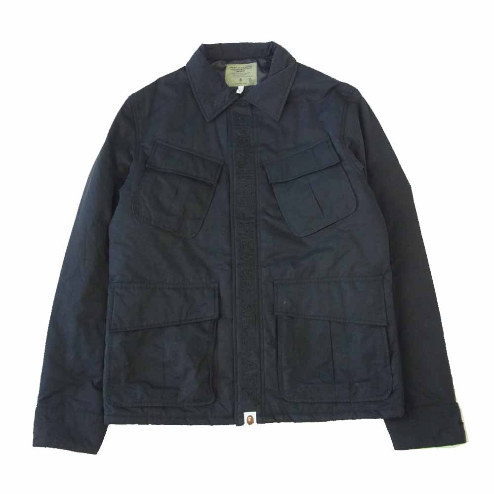 A BATHING APE アベイシングエイプ ポリエステル ロゴ刺繍 ジャケット ブラック系 S【中古】