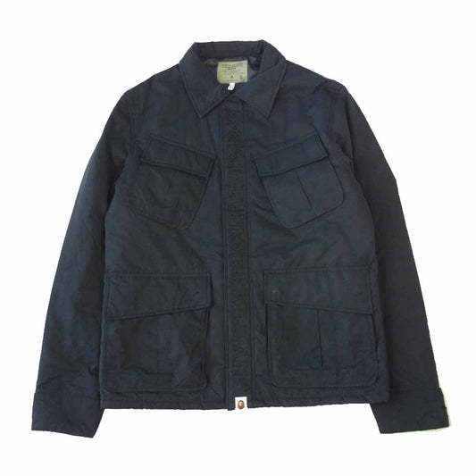A BATHING APE アベイシングエイプ ポリエステル ロゴ刺繍 ジャケット ブラック系 S【中古】