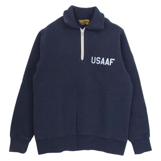 The REAL McCOY'S ザリアルマッコイズ USAAF ハーフジップ スウェット ネイビー系 S【中古】