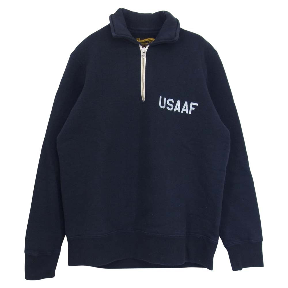 The REAL McCOY'S ザリアルマッコイズ USAAF ハーフジップ スウェット ネイビー系 S【中古】