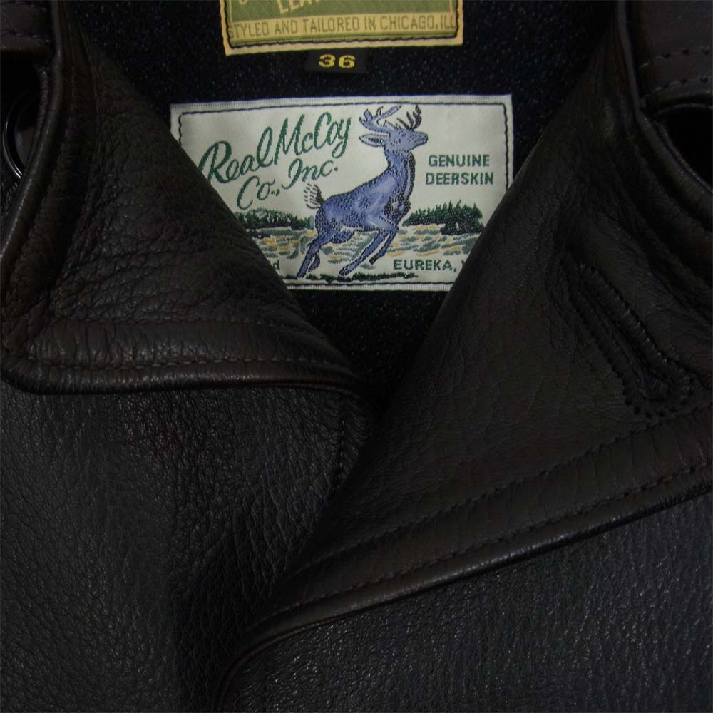 The REAL McCOY'S ザリアルマッコイズ 21AW MJ21117 JOE McCOY ジョーマッコイ DEERSKIN CAR COAT ディアスキン カーコート レザー 鹿革 ジャケット ブラック系 36【中古】