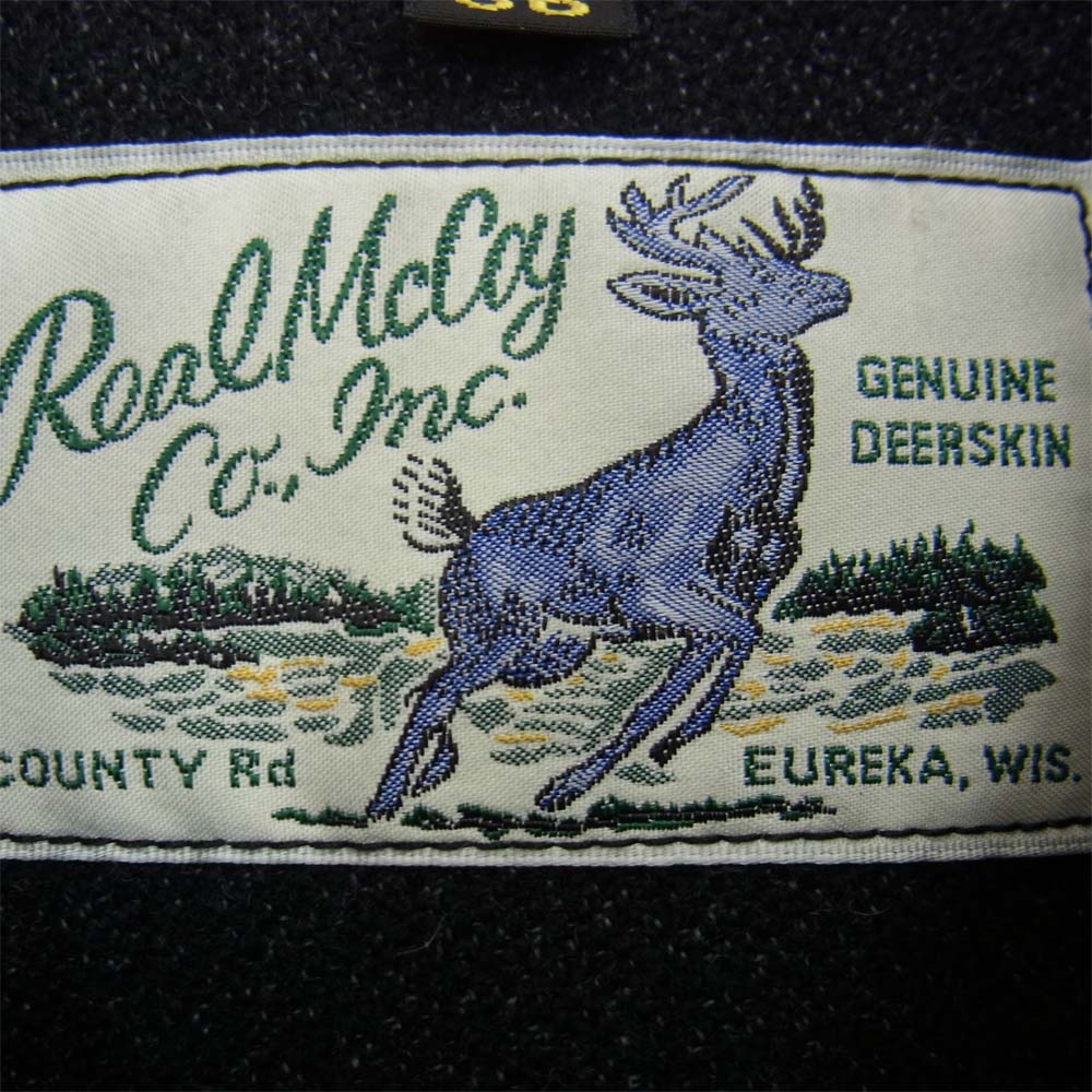 The REAL McCOY'S ザリアルマッコイズ 21AW MJ21117 JOE McCOY ジョーマッコイ DEERSKIN CAR COAT ディアスキン カーコート レザー 鹿革 ジャケット ブラック系 36【中古】