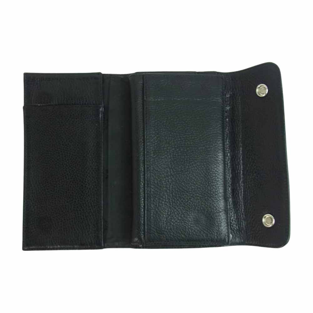 CHROME HEARTS クロムハーツ（原本無） WAVE ウェーブ クロスボールボタン レザー ウォレット ブラック系【中古】