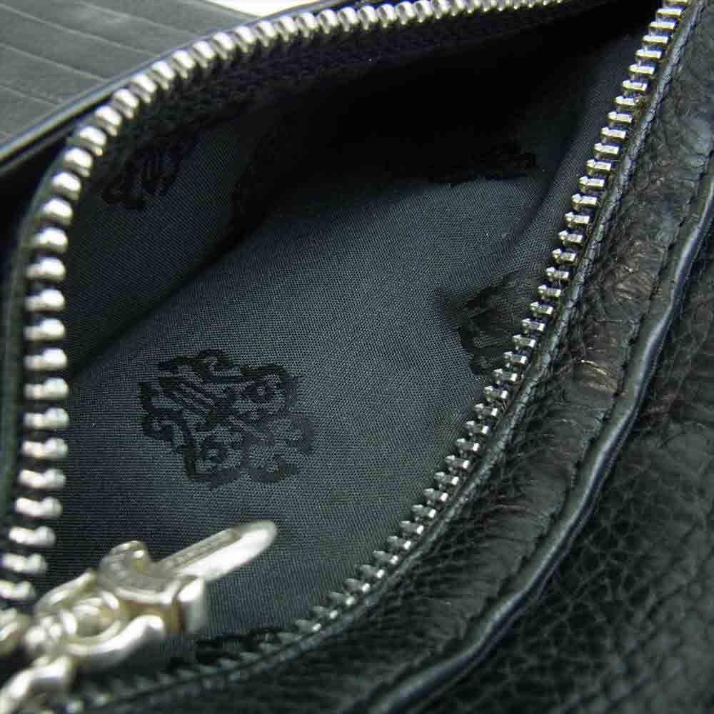 CHROME HEARTS クロムハーツ（原本無） WAVE ウェーブ クロスボールボタン レザー ウォレット ブラック系【中古】