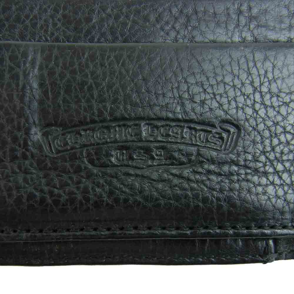 CHROME HEARTS クロムハーツ（原本無） WAVE ウェーブ クロスボールボタン レザー ウォレット ブラック系【中古】