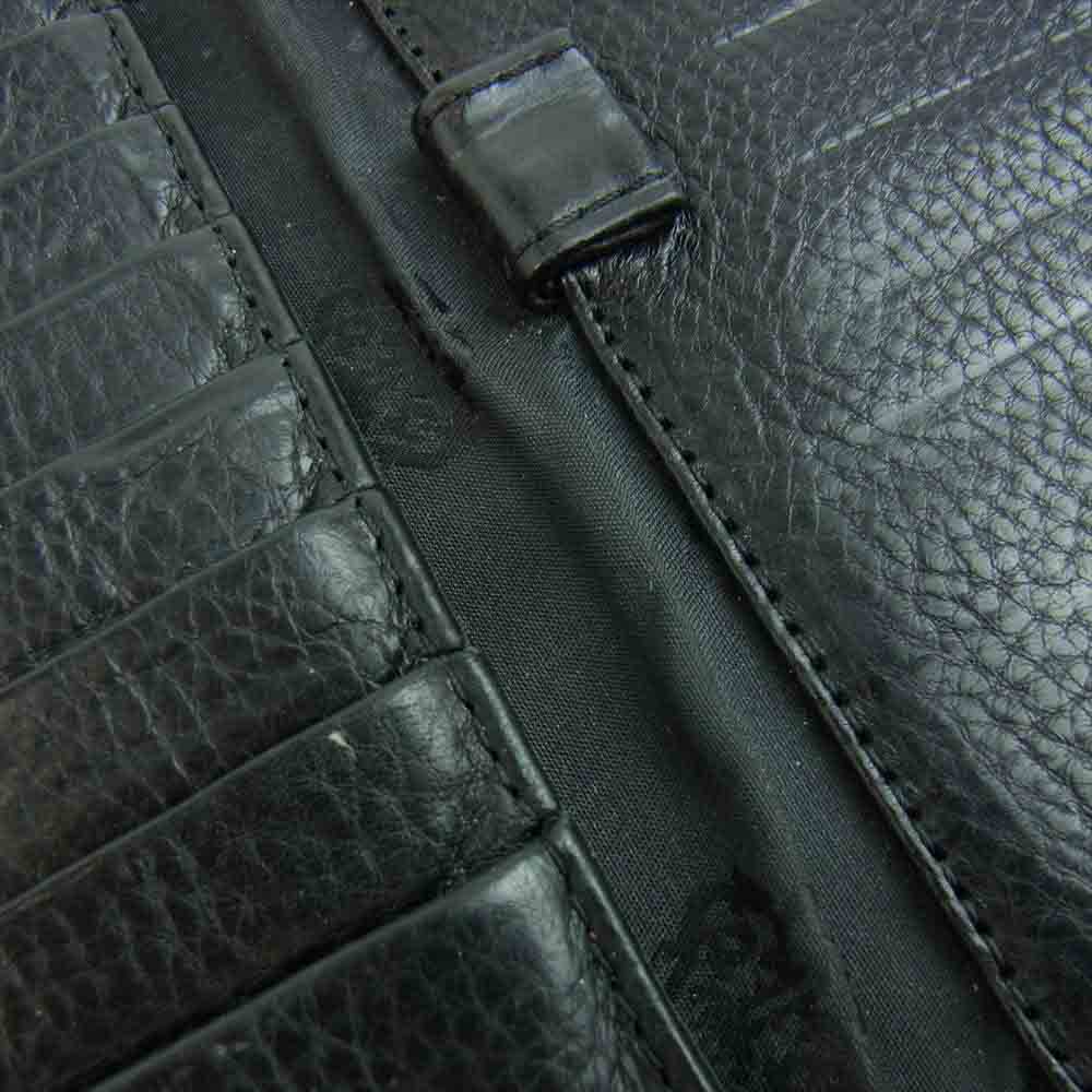 CHROME HEARTS クロムハーツ（原本無） WAVE ウェーブ クロスボールボタン レザー ウォレット ブラック系【中古】