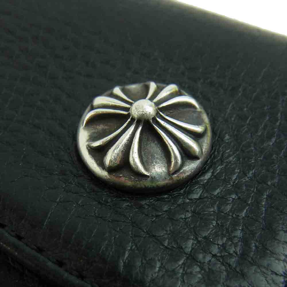 CHROME HEARTS クロムハーツ（原本無） WAVE ウェーブ クロスボールボタン レザー ウォレット ブラック系【中古】