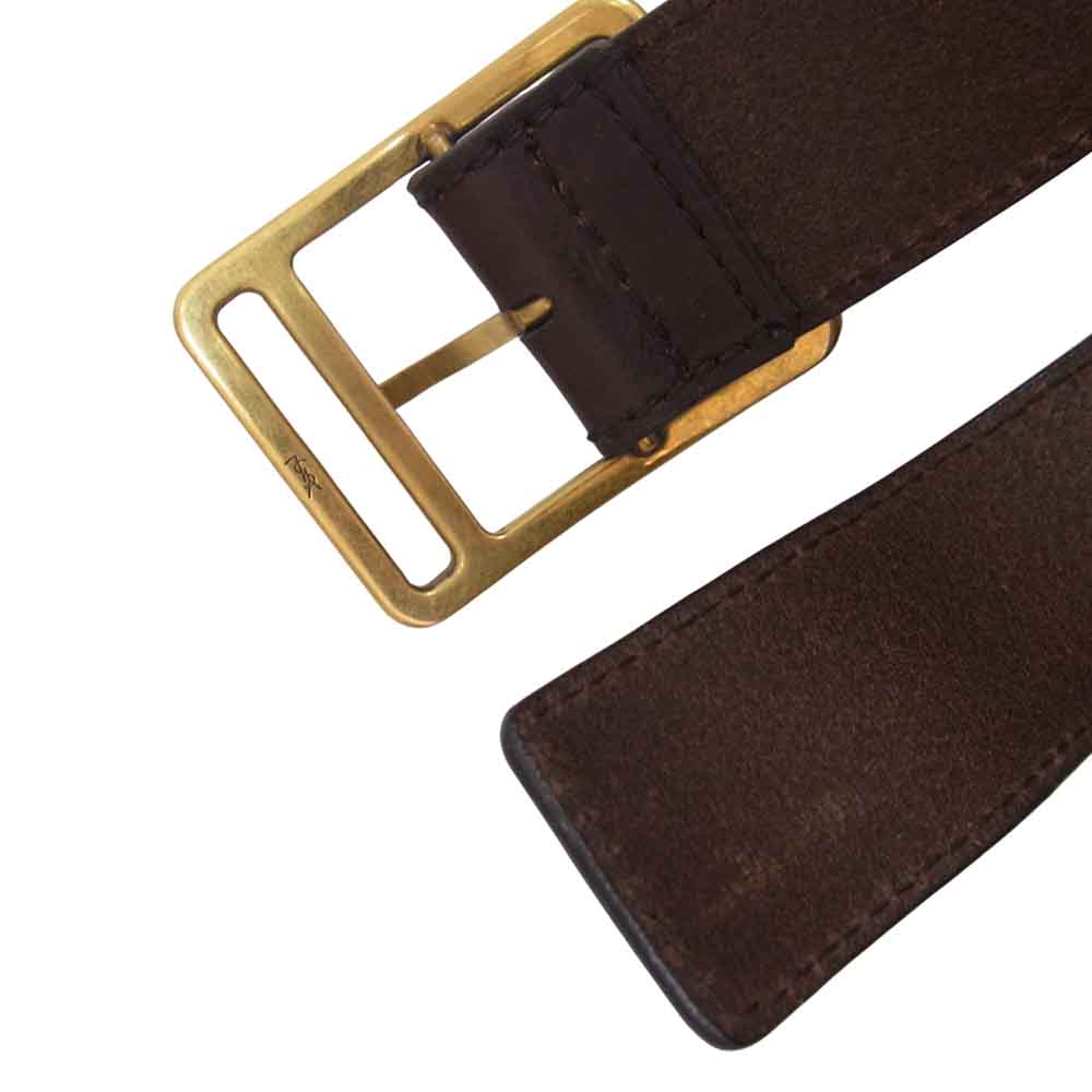YVES SAINT LAURENT イヴサンローラン イタリア製 レザー ベルト ブラウン系【中古】