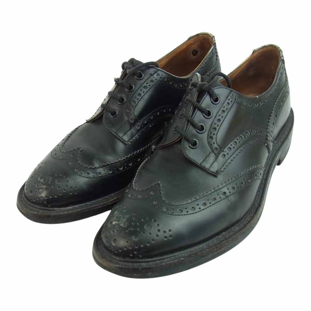 Tricker's トリッカーズ BOURTON バートン レザー ウィングチップ ダイナイトソール ビジネス シューズ ブラック系 3　5/8【中古】