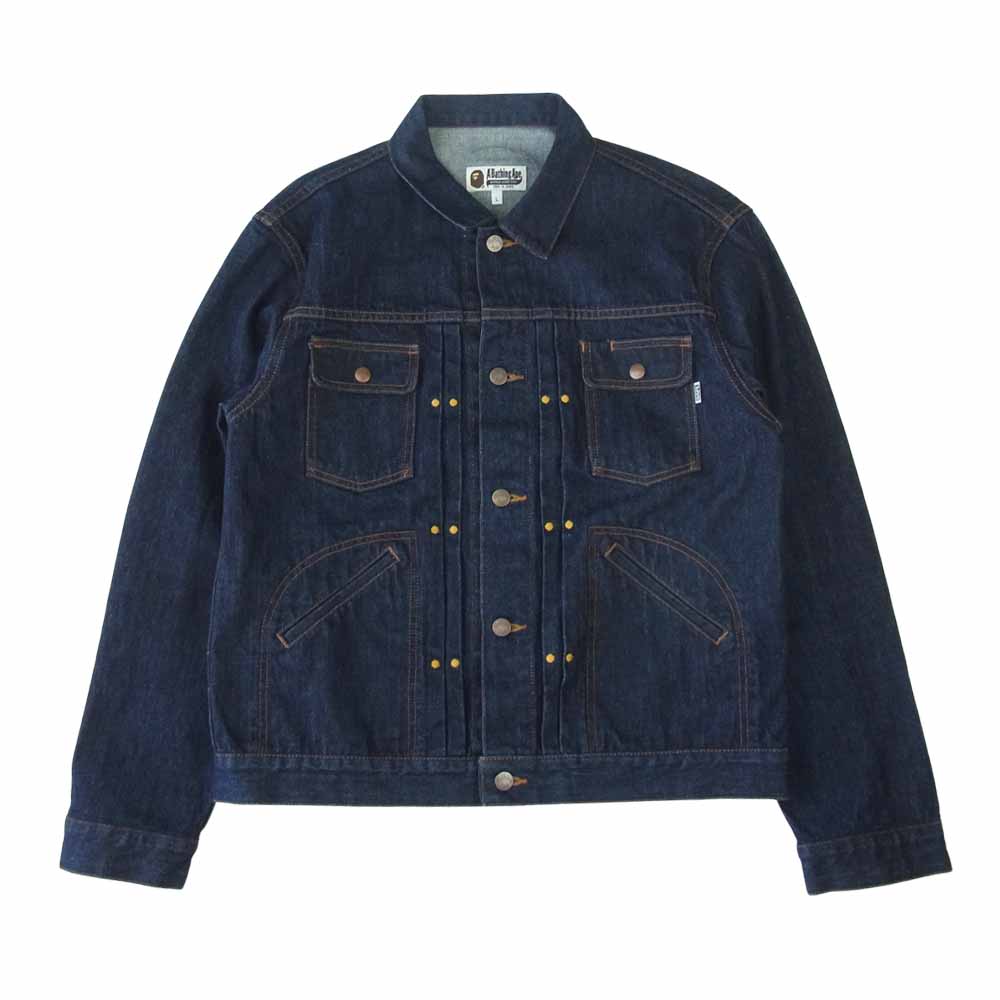 A BATHING APE アベイシングエイプ 001ljg801002x CHAMPION DENIM JACKET チャンピオン デニム ジャケット インディゴブルー系 L【美品】【中古】