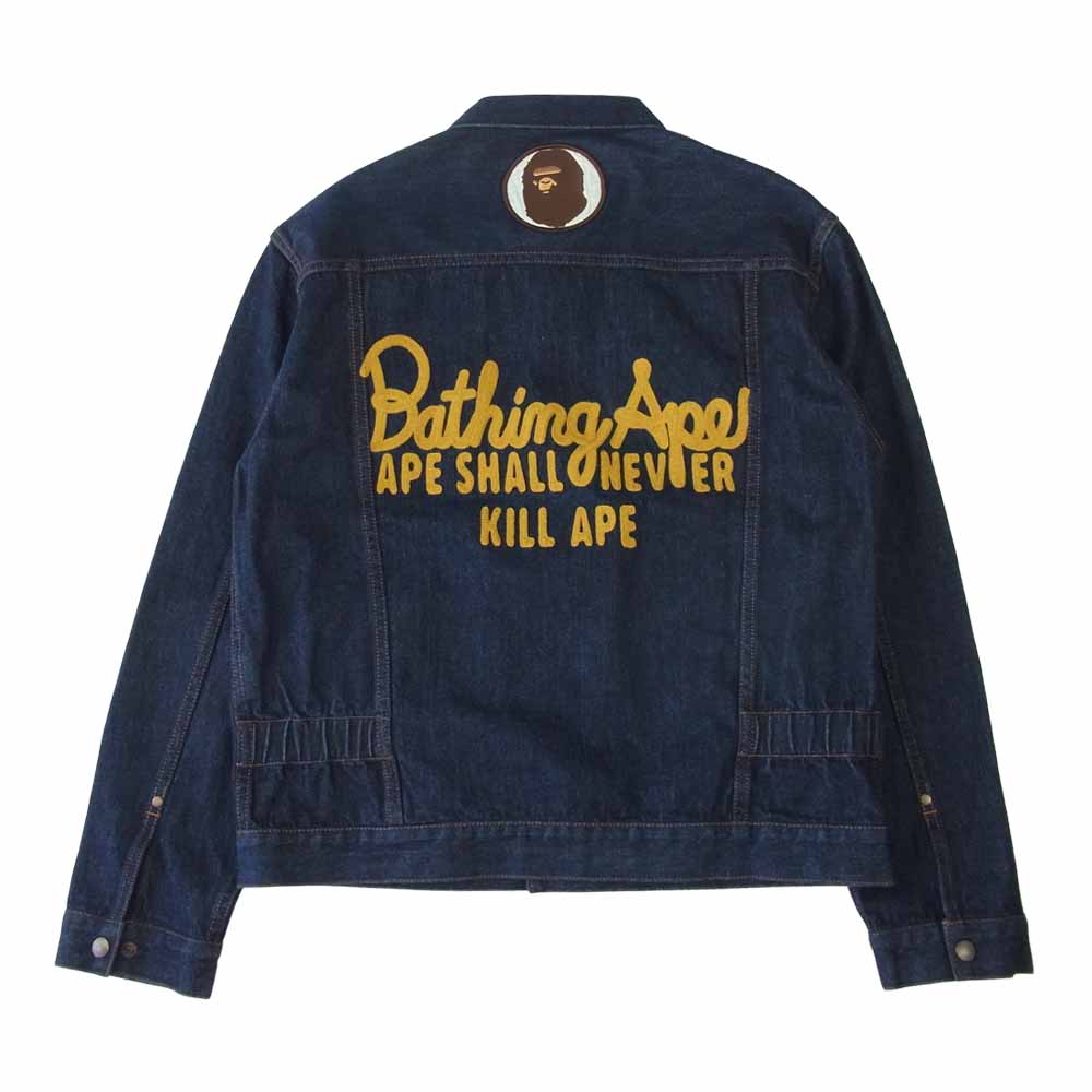 A BATHING APE アベイシングエイプ 001ljg801002x CHAMPION DENIM JACKET チャンピオン デニム ジャケット インディゴブルー系 L【美品】【中古】