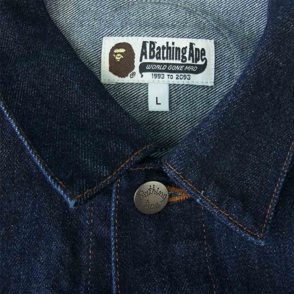 A BATHING APE アベイシングエイプ 001ljg801002x CHAMPION DENIM JACKET チャンピオン デニム ジャケット インディゴブルー系 L【美品】【中古】