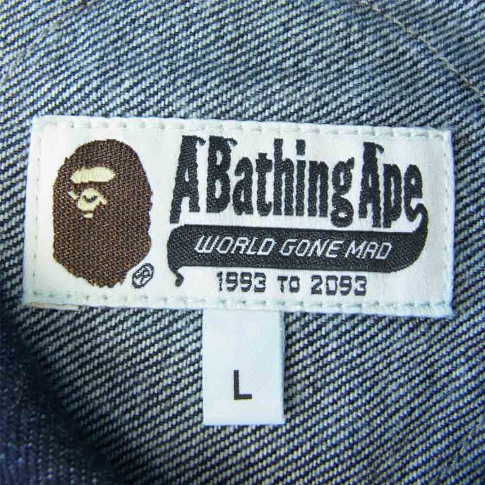 A BATHING APE アベイシングエイプ 001ljg801002x CHAMPION DENIM JACKET チャンピオン デニム ジャケット インディゴブルー系 L【美品】【中古】