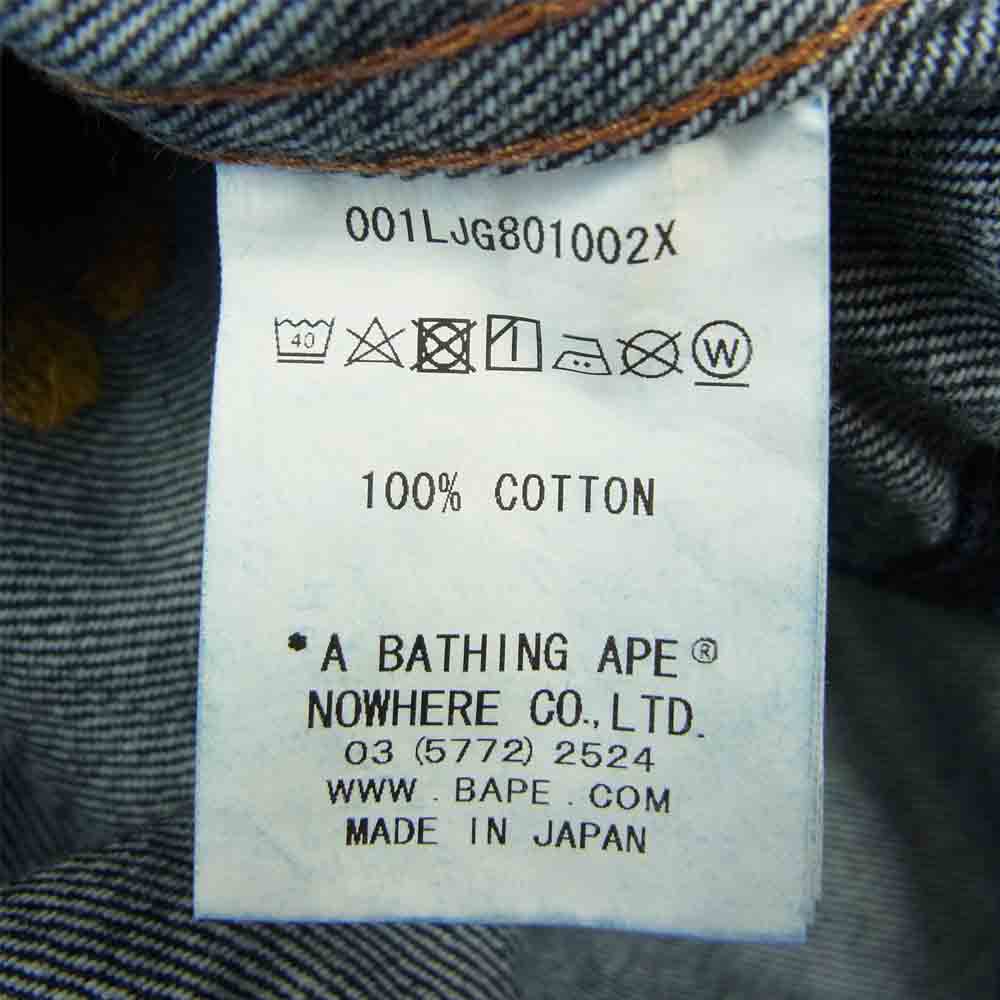 A BATHING APE アベイシングエイプ 001ljg801002x CHAMPION DENIM JACKET チャンピオン デニム ジャケット インディゴブルー系 L【美品】【中古】