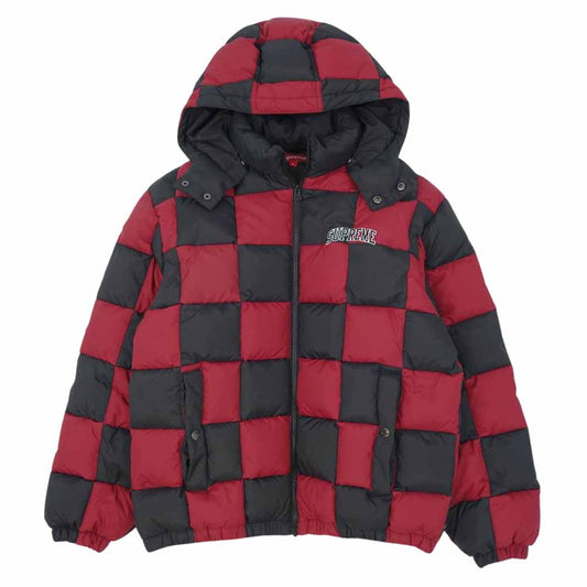 Supreme シュプリーム 19AW Checkerboard Puffy Jacket チェッカーボード パフィー ジャケット ダウンジャケット レッド系 ブラック系 S【中古】