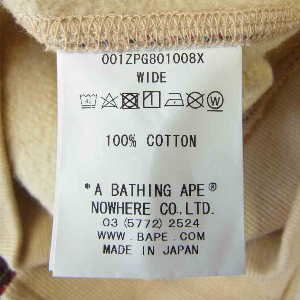 A BATHING APE アベイシングエイプ 001zpg801008x チェック フルジップ スウェット パーカー ベージュ系 M【中古】