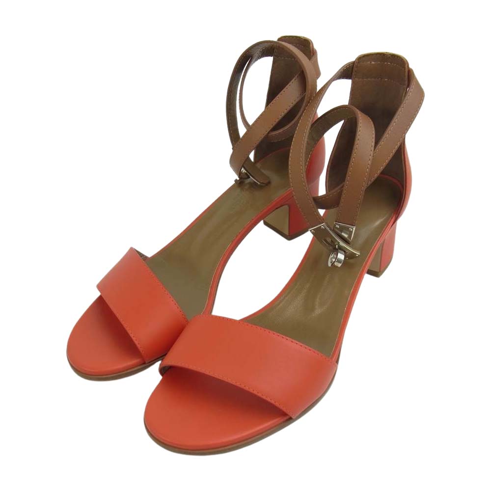 HERMES エルメス Manege マネージュ アンクルストラップ サンダル レッド系 36.5【中古】