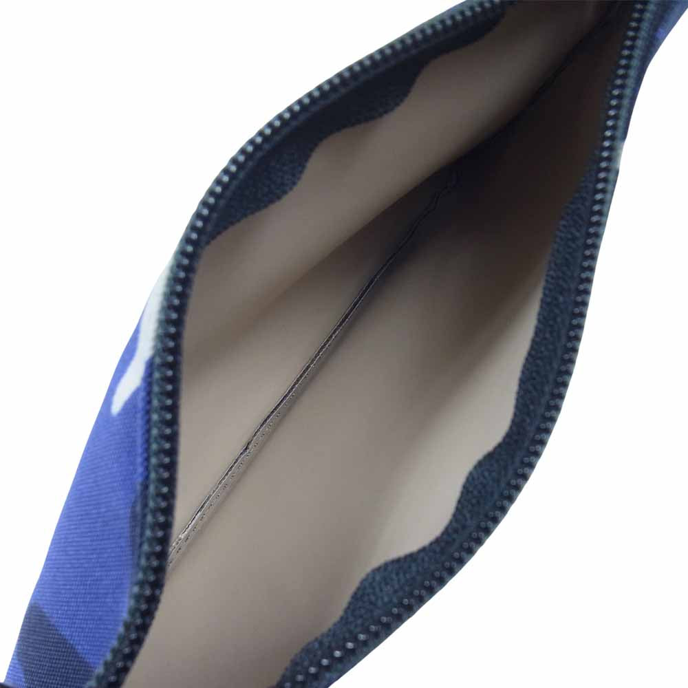 Herve Chapelier エルベ・シャプリエ 902F  フラット ポーチ カモ 迷彩 フランス製 ブルー系 M【美品】【中古】
