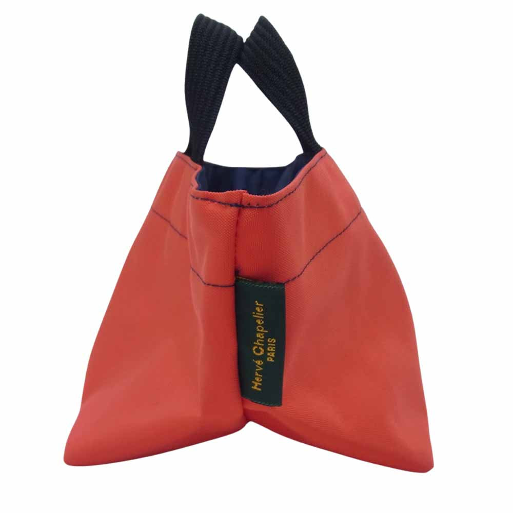 Herve Chapelier エルベ・シャプリエ 901N  コーデュラ 舟型 トート バッグ ゼラニウム × ブルーニュイ オレンジ系 S【美品】【中古】
