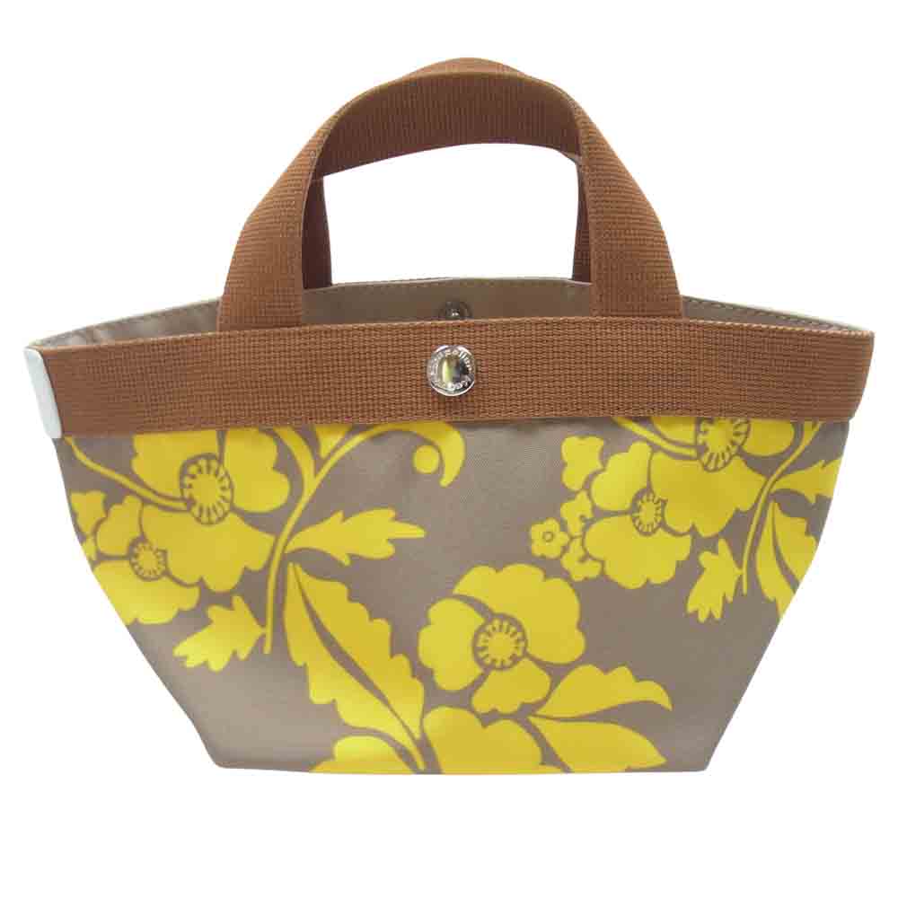 Herve Chapelier エルベ・シャプリエ 701FB  コーデュラ 舟型 トート バッグ アラベスク マスティックゴールド グレー系 S【美品】【中古】