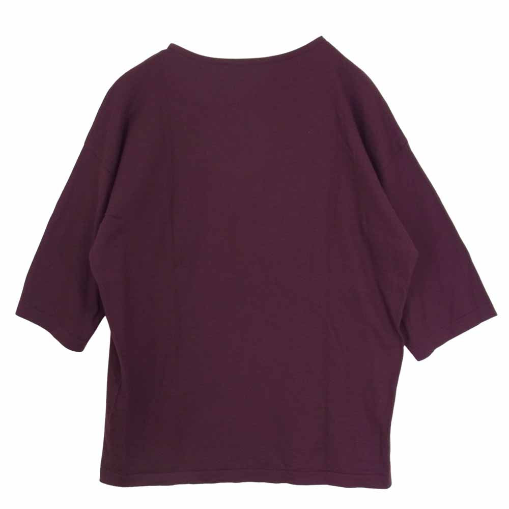 ウミットベナン 国内正規品 メリノウール ポケット付き 半袖 Tシャツ エンジ系 M【中古】