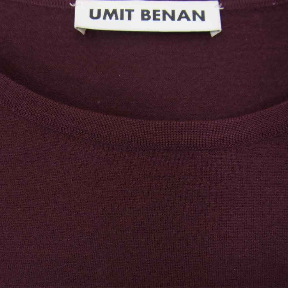 ウミットベナン 国内正規品 メリノウール ポケット付き 半袖 Tシャツ エンジ系 M【中古】