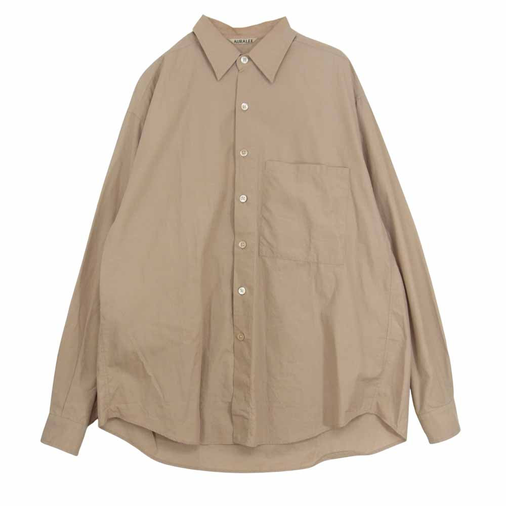 AURALEE オーラリー 19AW A9AS02TN WASHED FINX TWILL BIG SHIRTS ウォッシュドフィンクス ツイル ビッグ シャツ ベージュ系 3【中古】