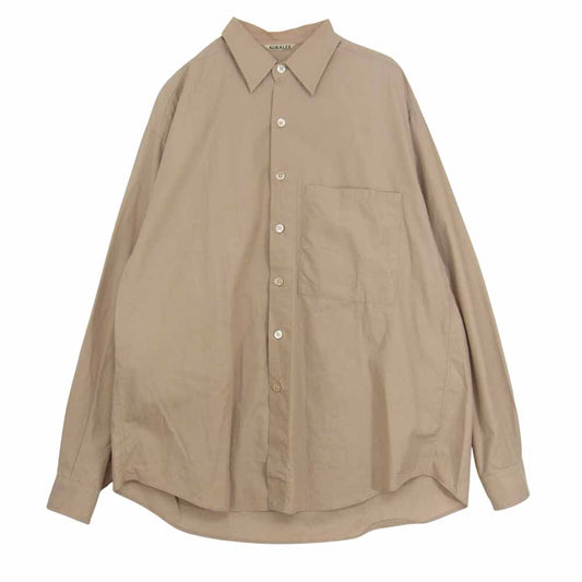 AURALEE オーラリー 19AW A9AS02TN WASHED FINX TWILL BIG SHIRTS ウォッシュドフィンクス ツイル ビッグ シャツ ベージュ系 3【中古】
