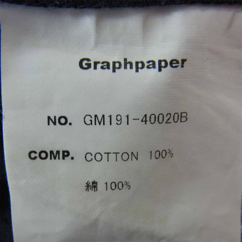 GRAPHPAPER グラフペーパー GM191-40020B TYPEWRITER COOK PANTS タイプライター テーパード コックパンツ ブラック系 F【中古】
