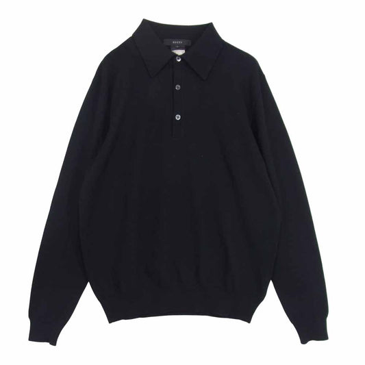 GUCCI グッチ 536-5358-1979 国内正規品 カシミヤ混 ニット ポロ セーター ブラック系 L【中古】