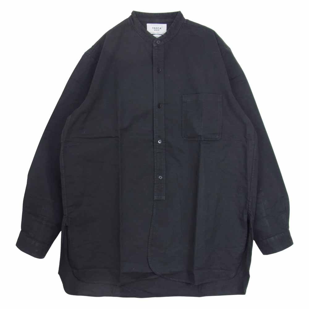 YAECA ヤエカ 48156 BUTTON SHIRT STAND COLLAR LONG スタンドカラー 長袖 ロング シャツ ブラック系 L【中古】