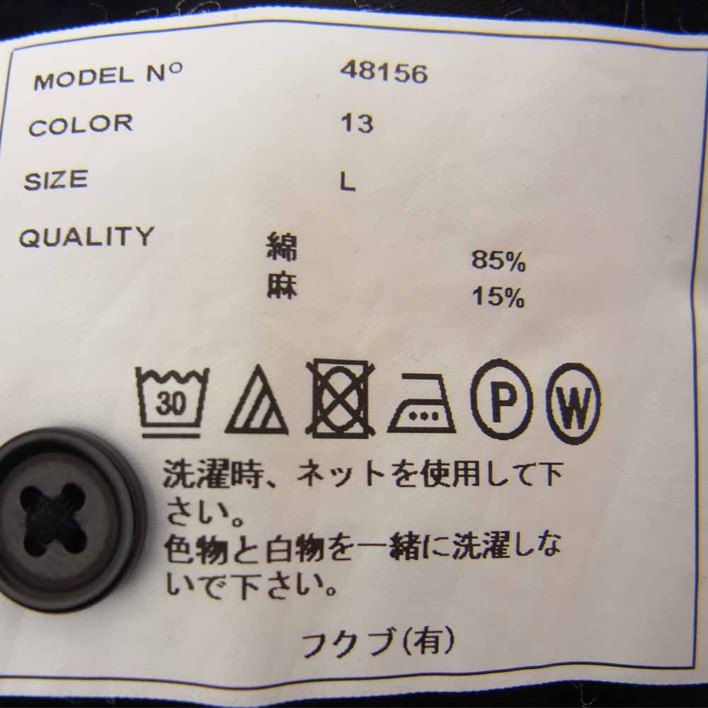 YAECA ヤエカ 48156 BUTTON SHIRT STAND COLLAR LONG スタンドカラー 長袖 ロング シャツ ブラック系 L【中古】