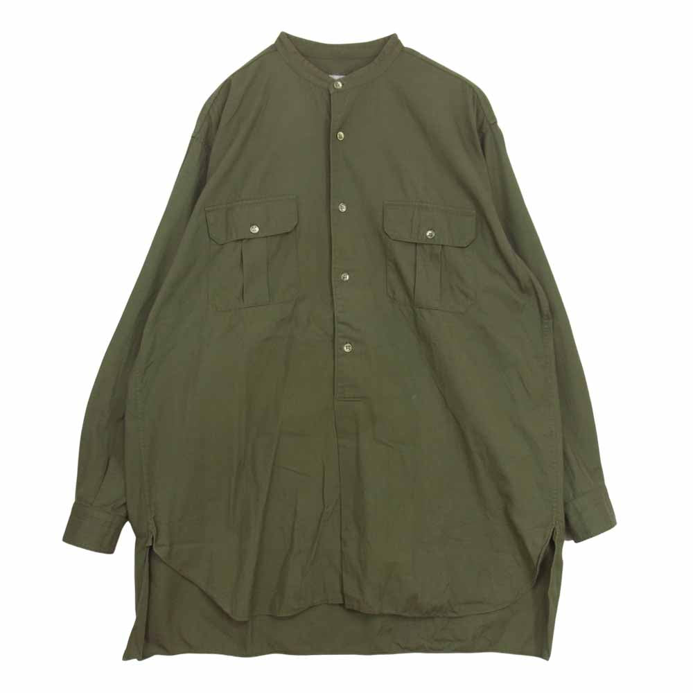COMOLI コモリ 17AW L03-02006 Band color shirt バンドカラー プルオーバー 長袖 シャツ カーキ系 3【中古】
