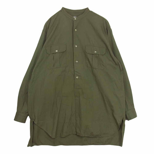 COMOLI コモリ 17AW L03-02006 Band color shirt バンドカラー プルオーバー 長袖 シャツ カーキ系 3【中古】