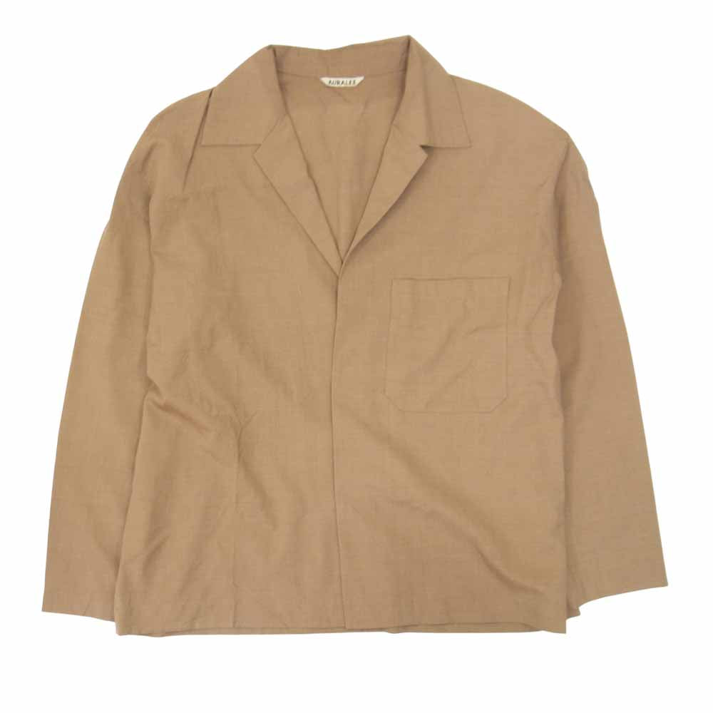 AURALEE オーラリー 18SS A8SB01WT WOOL SILK TROPICAL SHIRTS JACKET シルク混 トロピカル シャツ ジャケット ブラウン系 4【中古】