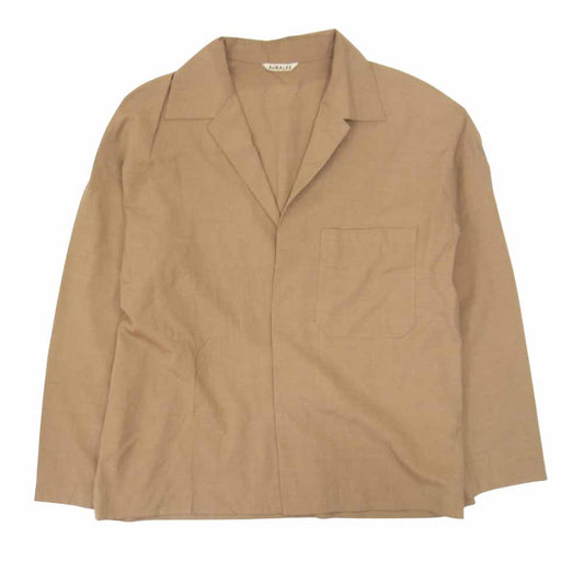 AURALEE オーラリー 18SS A8SB01WT WOOL SILK TROPICAL SHIRTS JACKET シルク混 トロピカル シャツ ジャケット ブラウン系 4【中古】