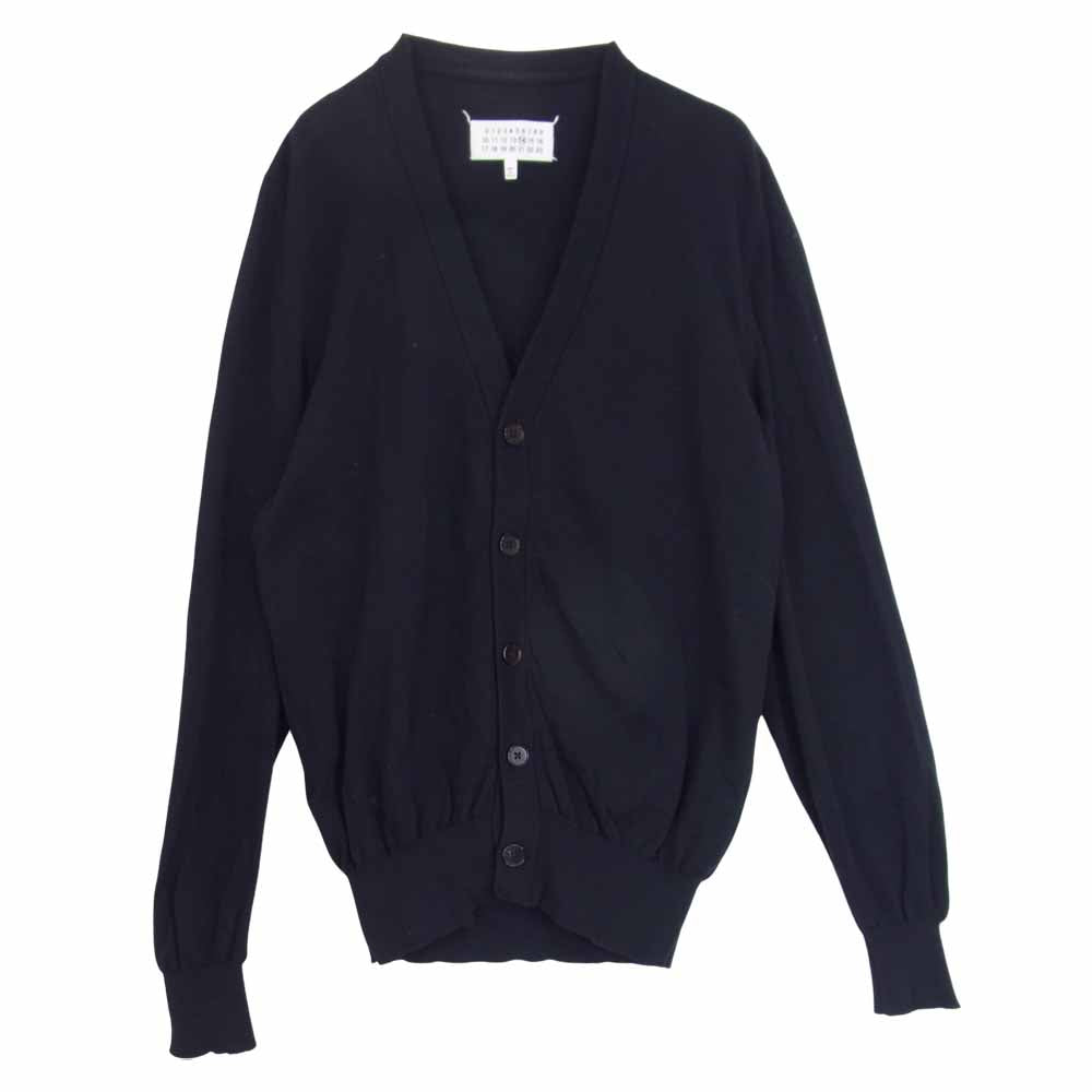 MAISON MARGIELA メゾンマルジェラ 15SS S30HA0801 S15237 14ライン レザーエルボーパッチ カーディガン ネイビー系 M【中古】