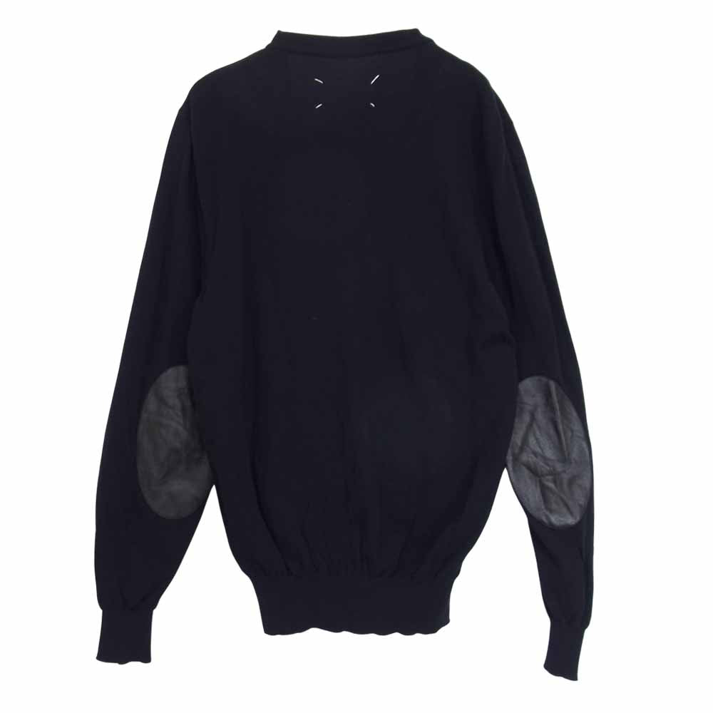 MAISON MARGIELA メゾンマルジェラ 15SS S30HA0801 S15237 14ライン レザーエルボーパッチ カーディガン ネイビー系 M【中古】