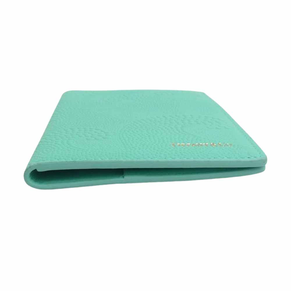 TIFFANY&Co. ティファニー ティファニーブルー エンボスレザー パスポート ケース ティファニーブルー【美品】【中古】
