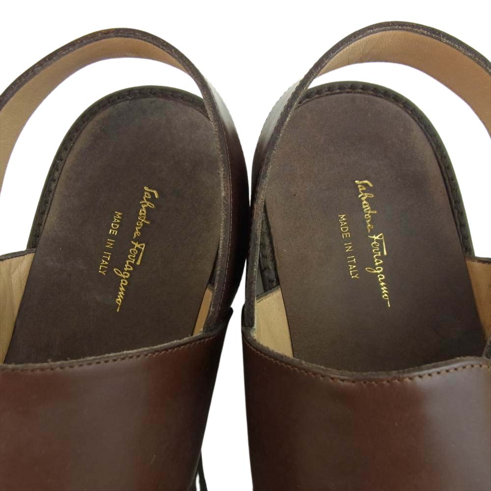 Salvatore Ferragamo サルヴァトーレフェラガモ 00683 TROPICAL トロピカル レザー サンダル ブラウン系 8.5 EE【中古】