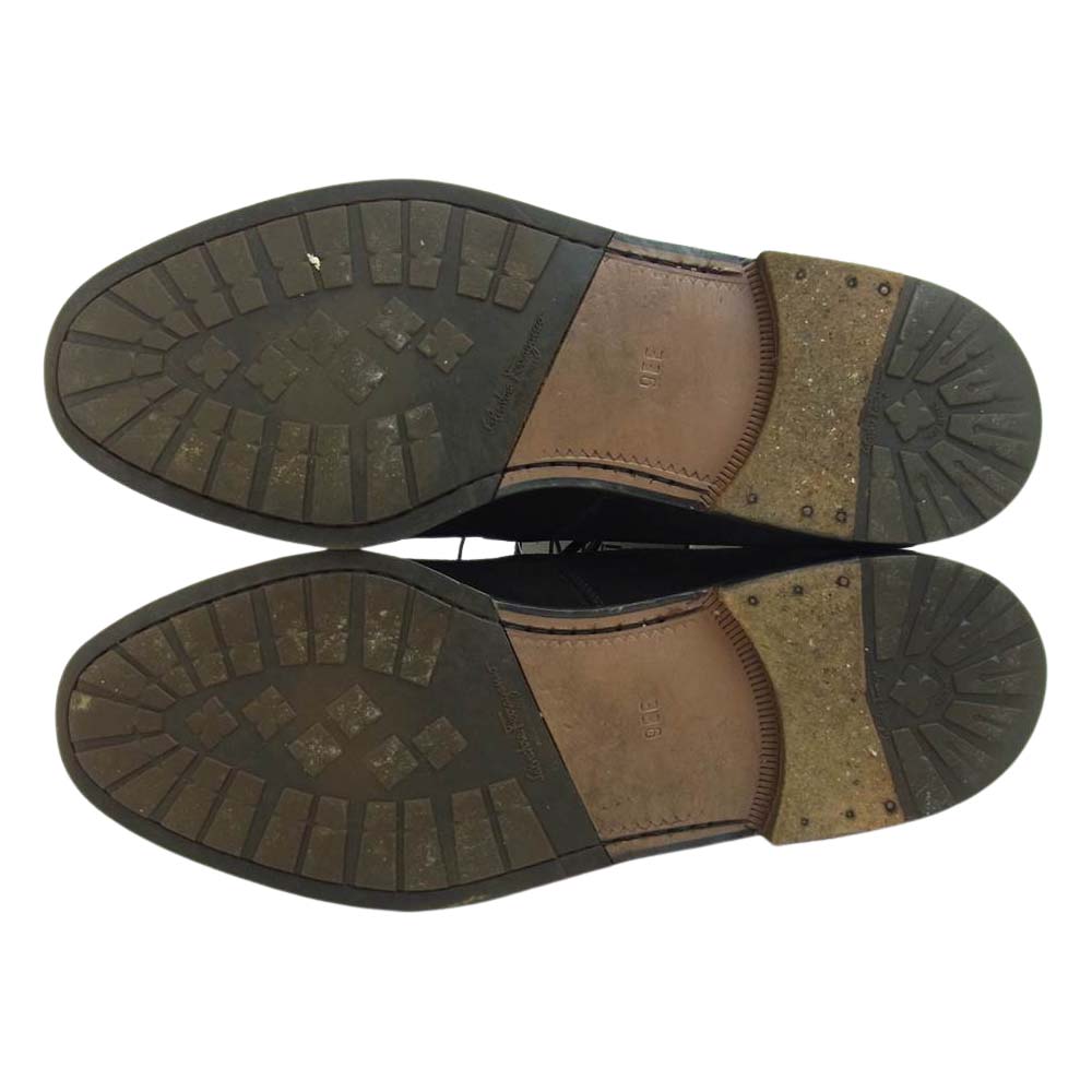 Salvatore Ferragamo サルヴァトーレフェラガモ 08296 ZEUS ゼウス スエード チャッカブーツ ブラック系 9　2E【中古】