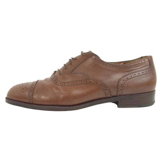 Salvatore Ferragamo サルヴァトーレフェラガモ 10024 ANDREA セミブローグ シューズ ライトブラウン系 9　2E【中古】